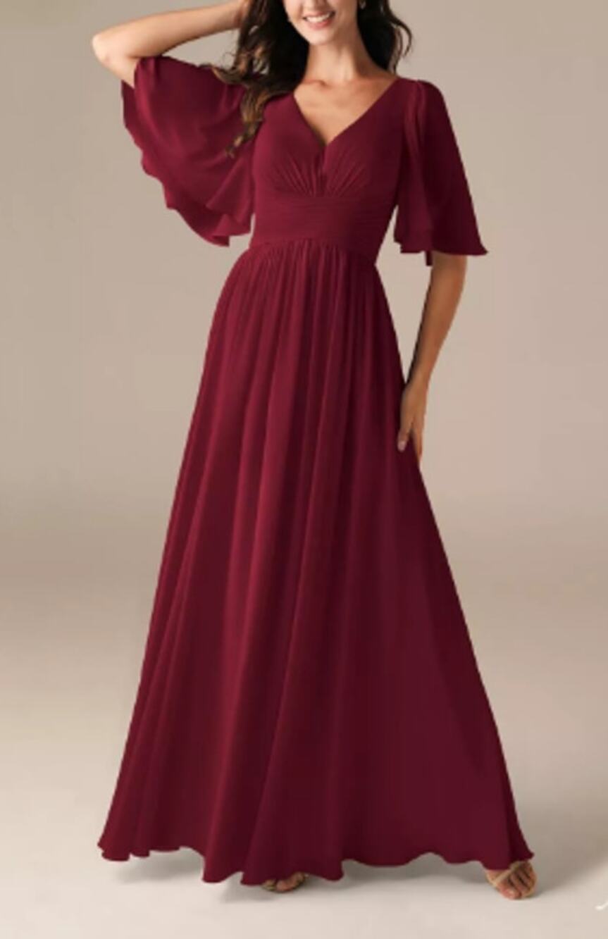 AW BRIDAL 4 S jester red Kenney wedding formal party bridesmaid maxi dress 0B12